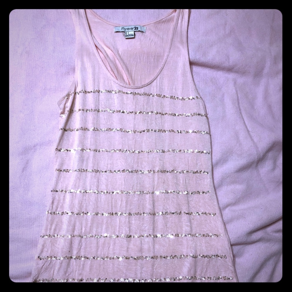 Forever 21 baby pink sparkly tank